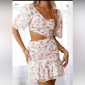 Hello Molly White and Green Floral Mini Dress